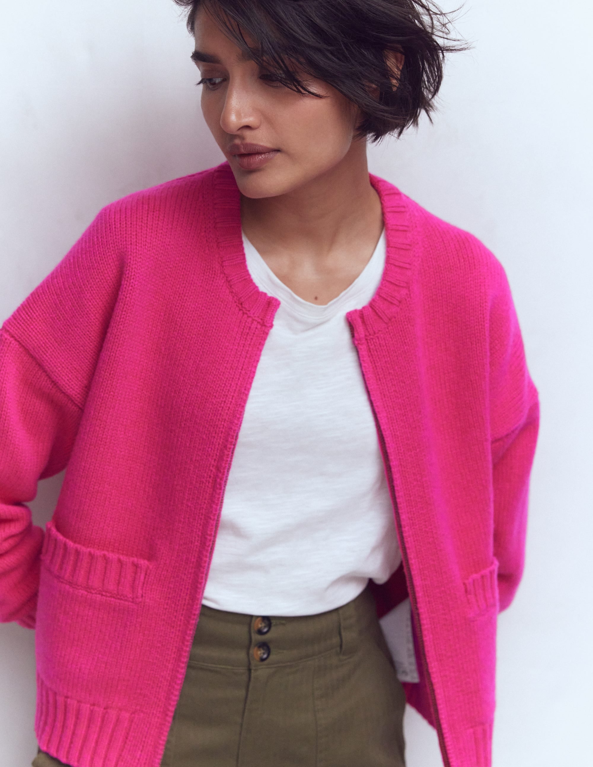 Maya Zip Up Jacket-Flamboyant Pink - Image 4
