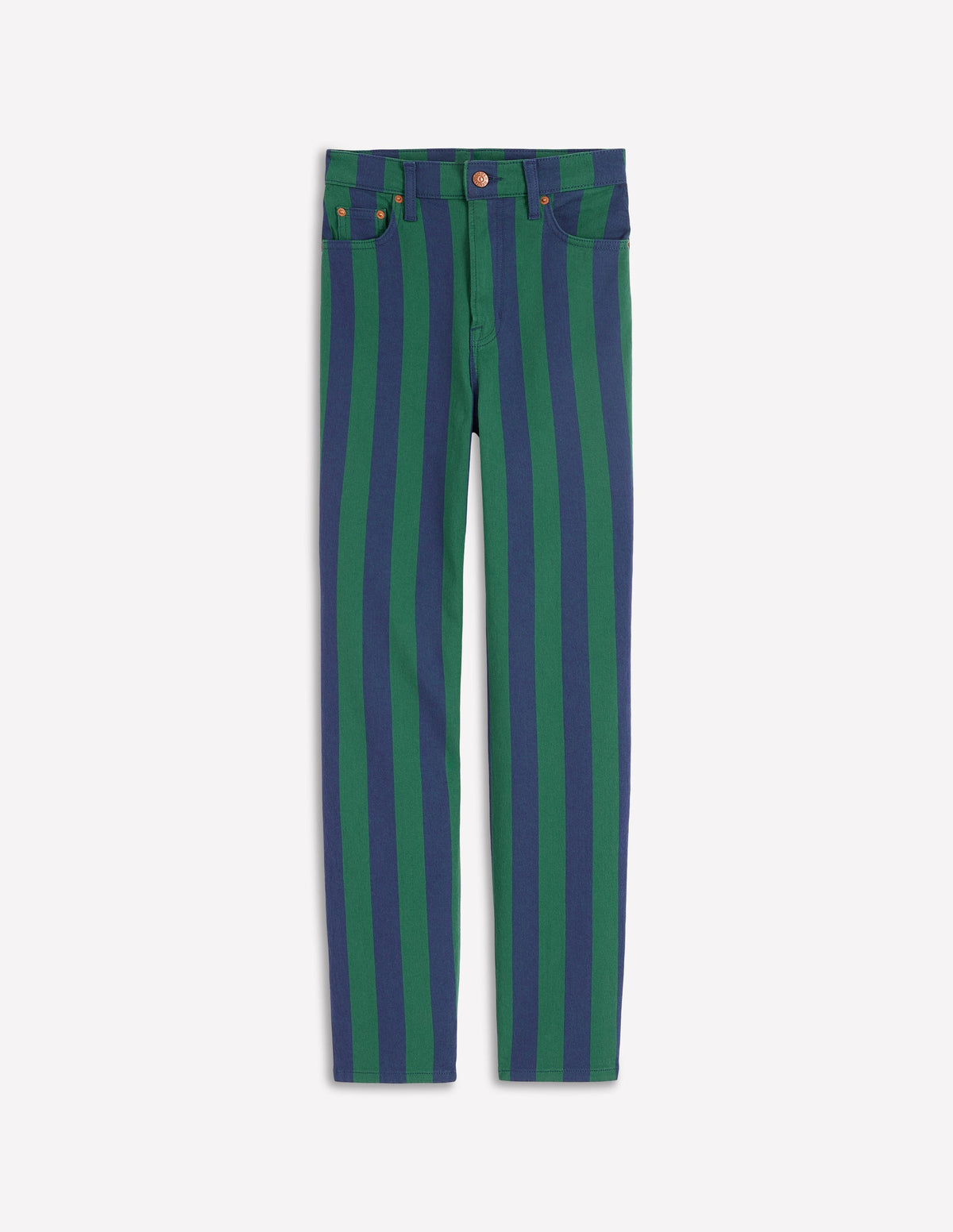 High Rise Stripe Jeans-Green and Navy Stripe - Image 5