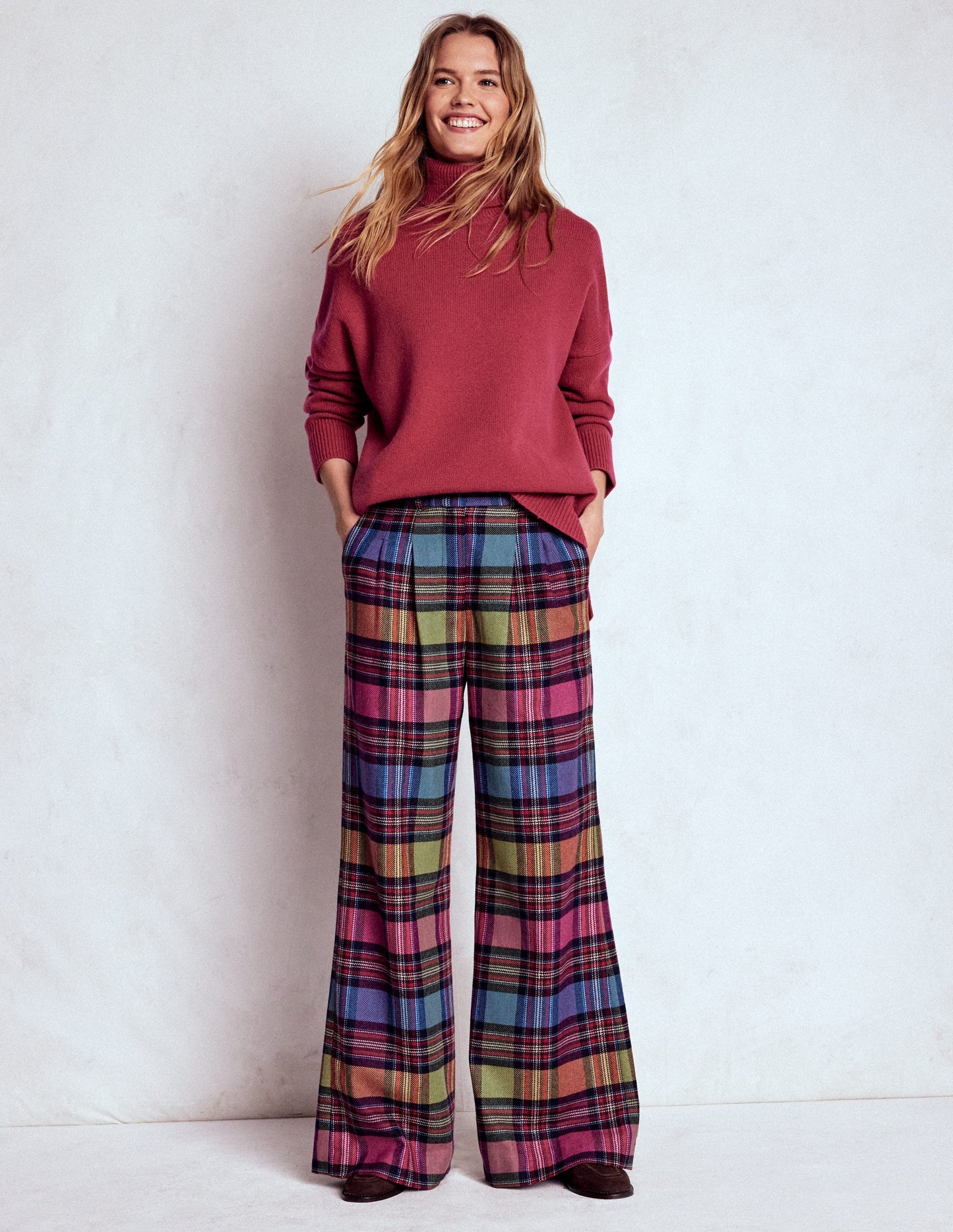 Kensington Tailored Pants-Multi Blanket Check