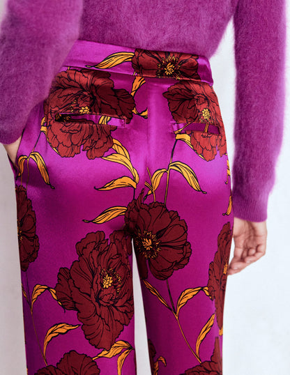 Faux Feather Trim Pants-Regal Purple, Peony Bloom-2