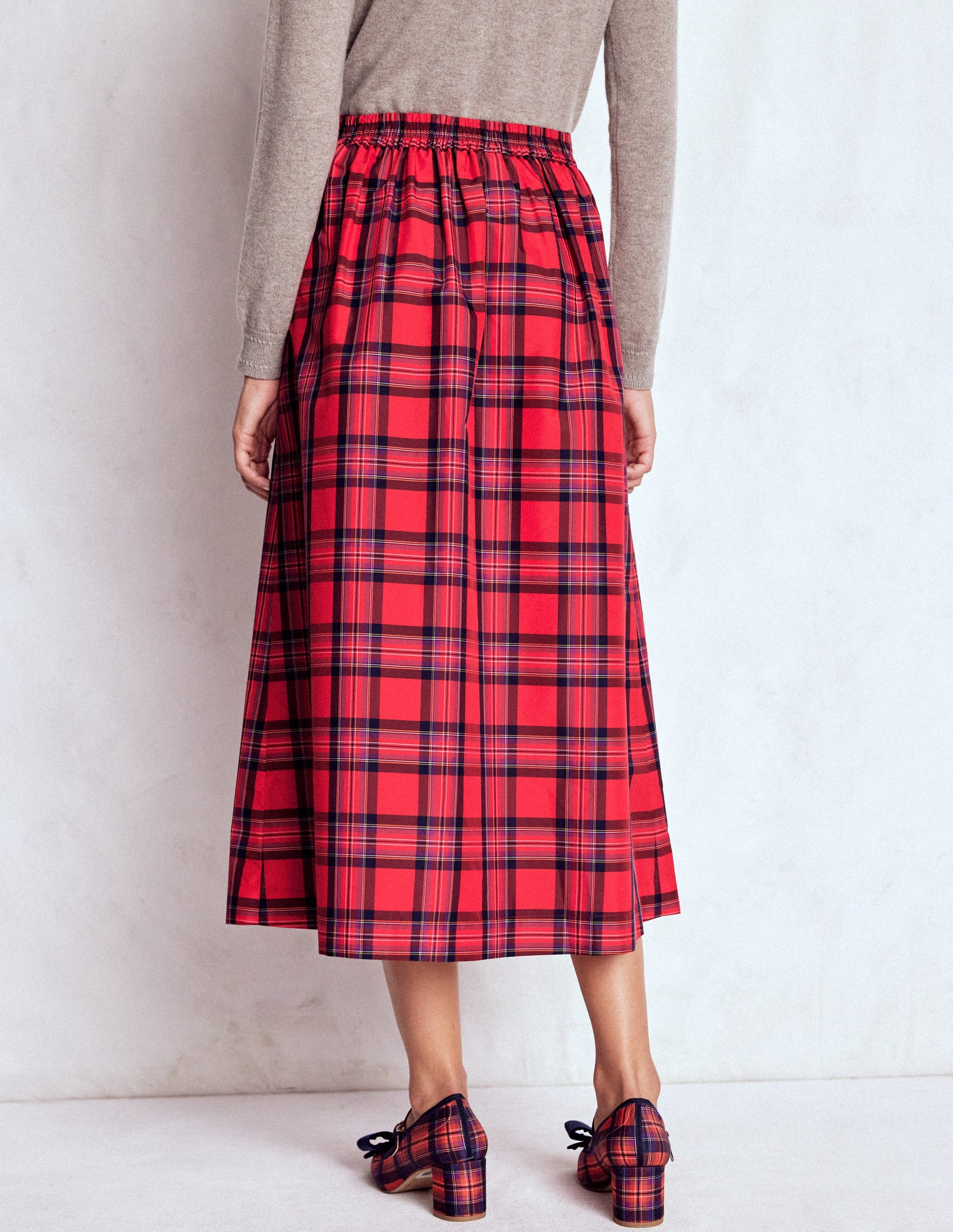 Verity Tartan Midi Skirt-Red, Navy & Purple Brand Check-2