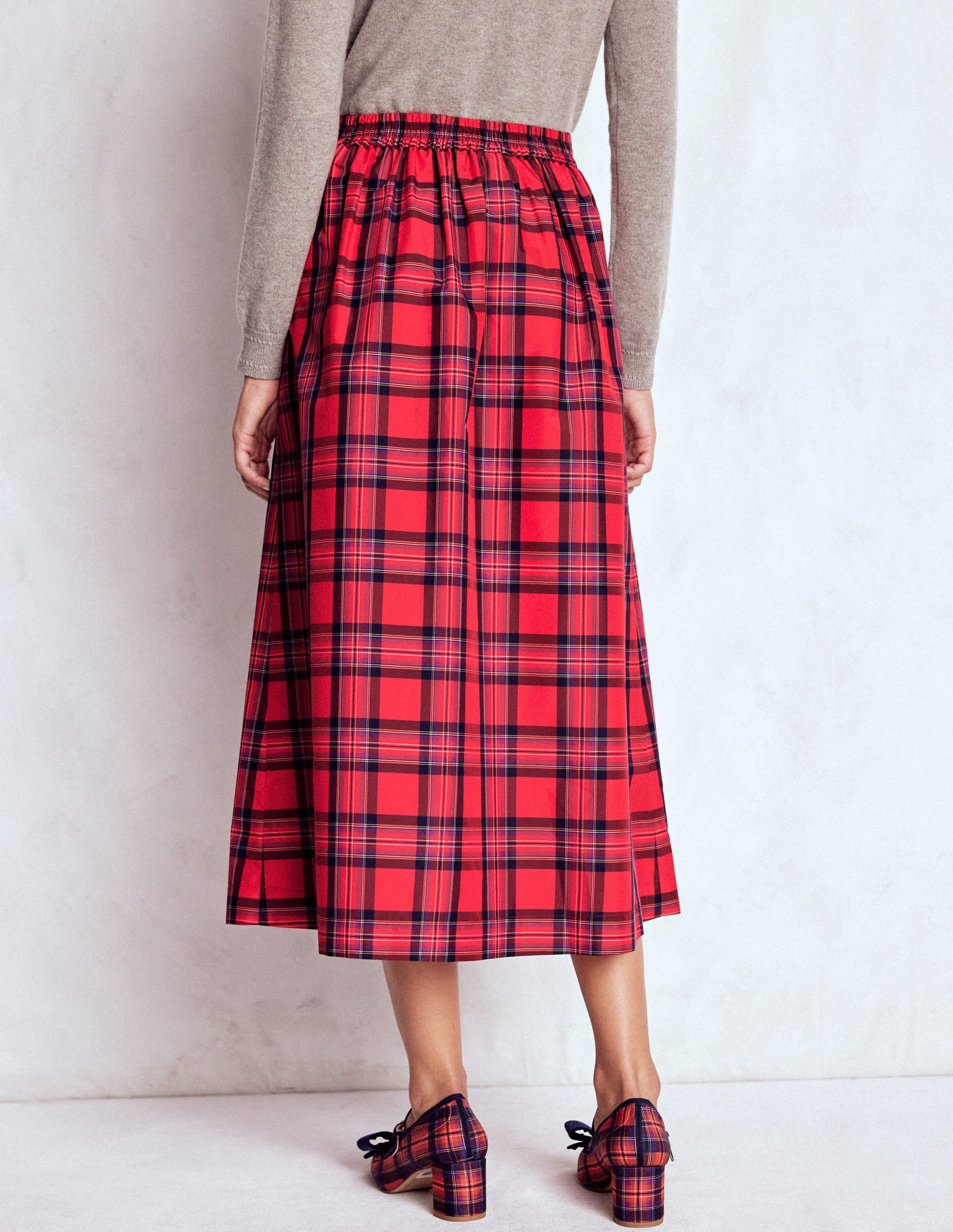 Verity Tartan Midi Skirt-Red, Navy & Purple Brand Check - Image 2
