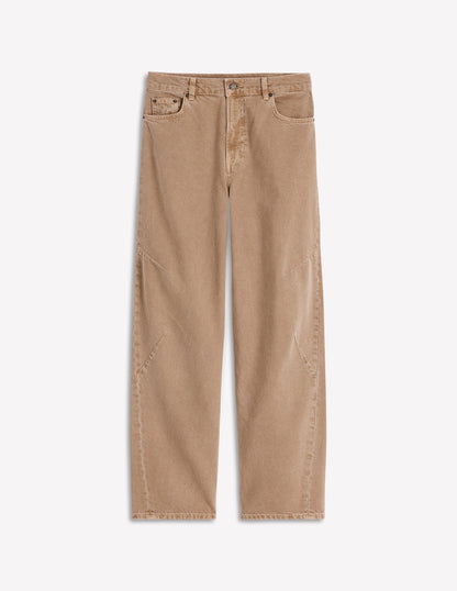 Full Length Barrel Leg Jeans-Tobacco-7