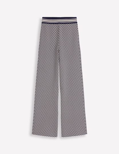 Jacquard Knitted Trousers-Geo Navy and Ivory Jacquard-5