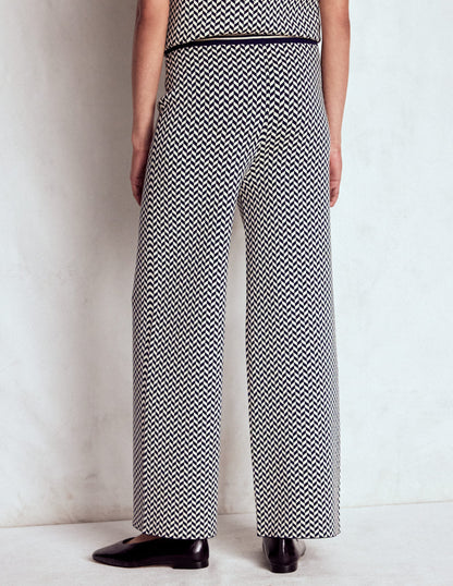 Jacquard Knitted Trousers-Geo Navy and Ivory Jacquard-3