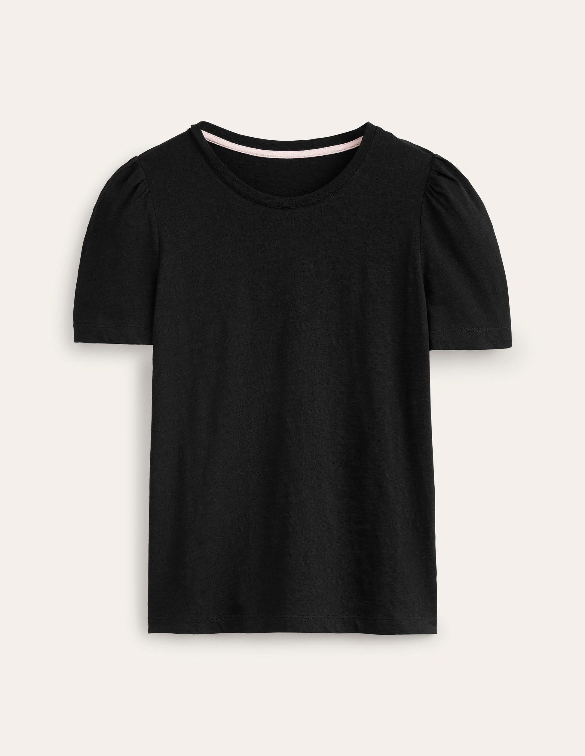 Cotton Puff Sleeve T-Shirt-Black-5