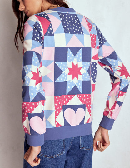 Hannah Printed Sweatshirt-Multi, Heart Patchwork-3