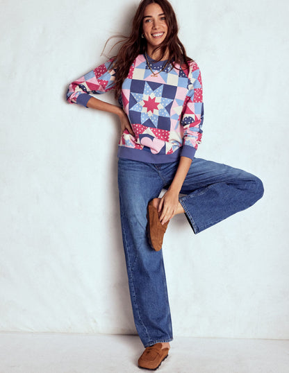 Hannah Printed Sweatshirt-Multi, Heart Patchwork-4