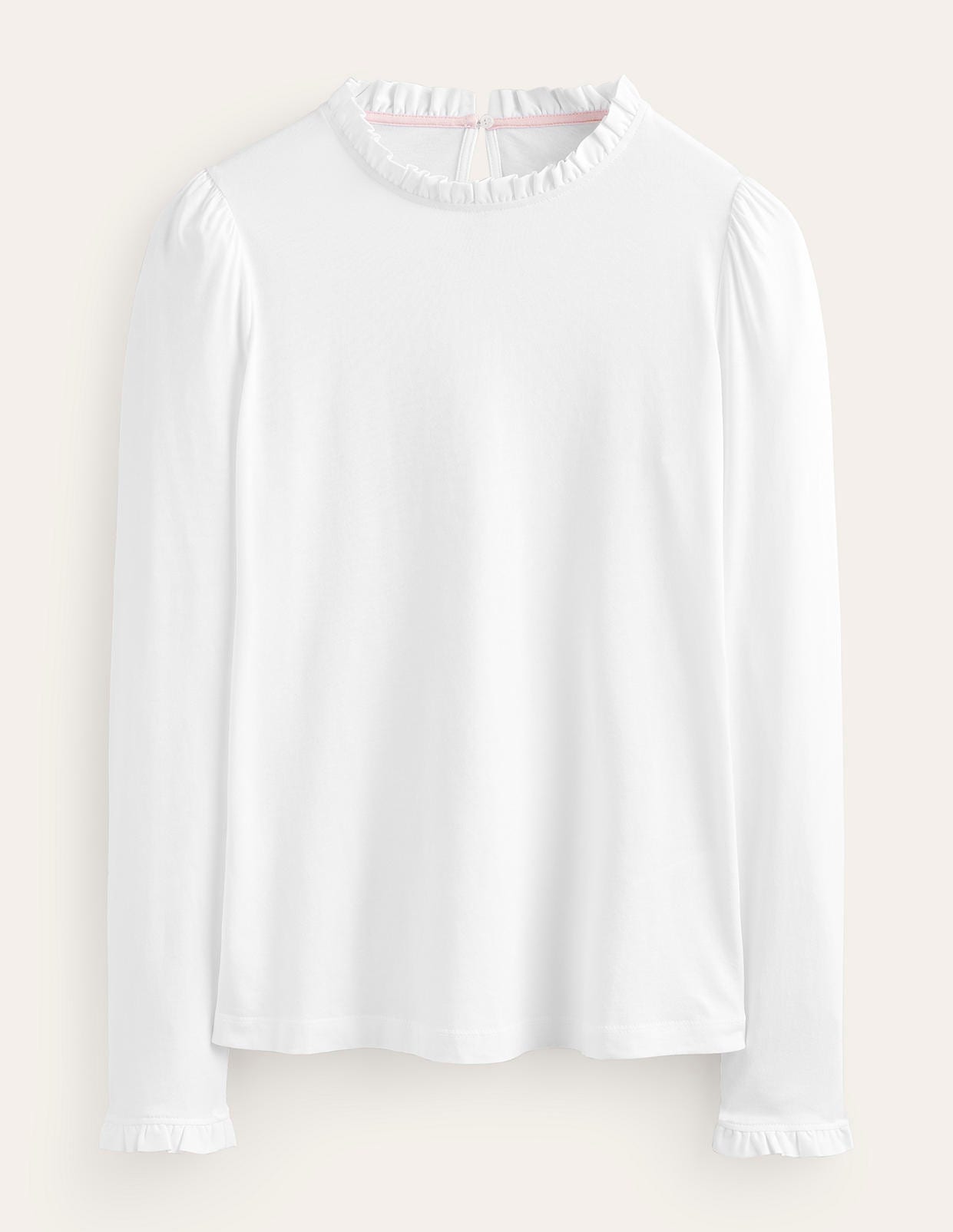 Chesty♡Washable Frill Top（white1） Supersoft Frill Detail Top-White | Boden USA