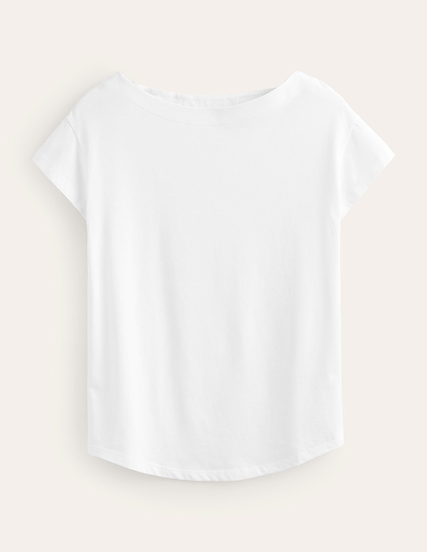 Supersoft Boat Neck T-Shirt-White-5