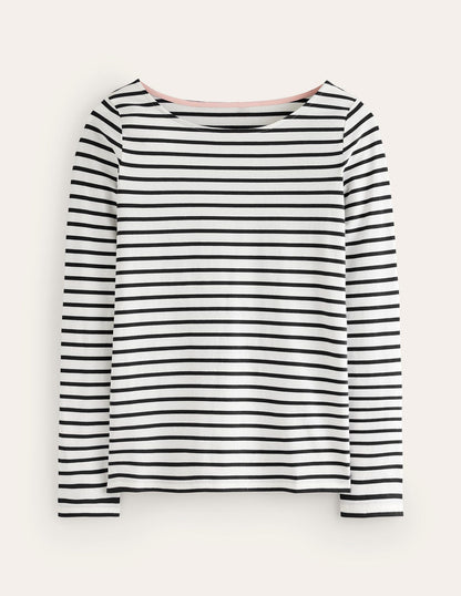 Ella Long Sleeve Breton-Ivory, Black-5