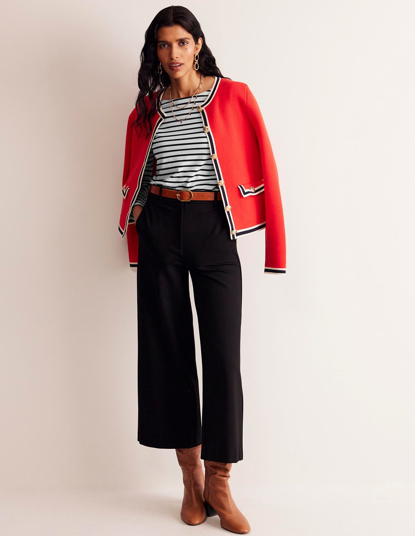 Ella Long Sleeve Breton-Ivory, Black-4