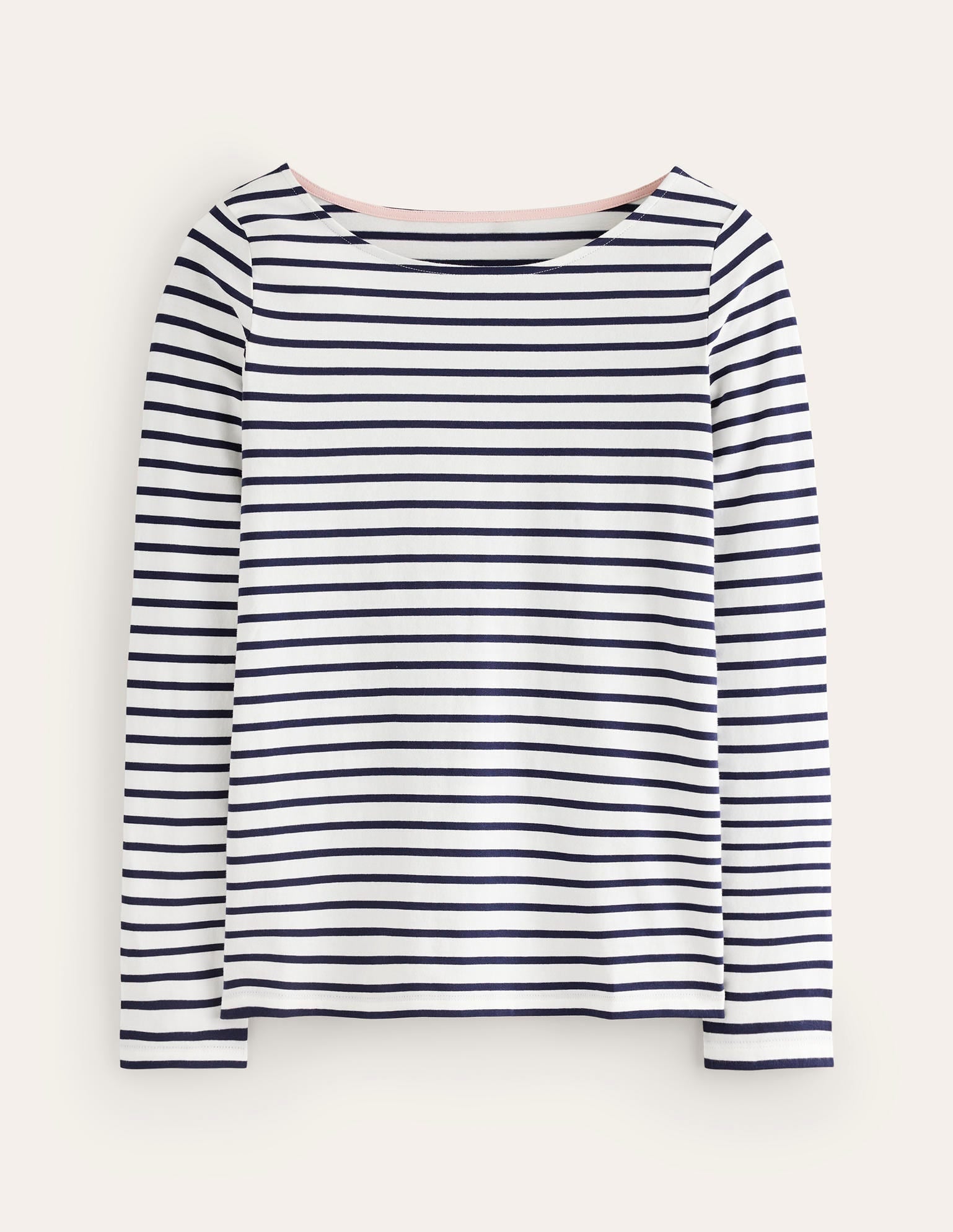 Ella Long Sleeve Breton-Ivory, Navy - Image 5