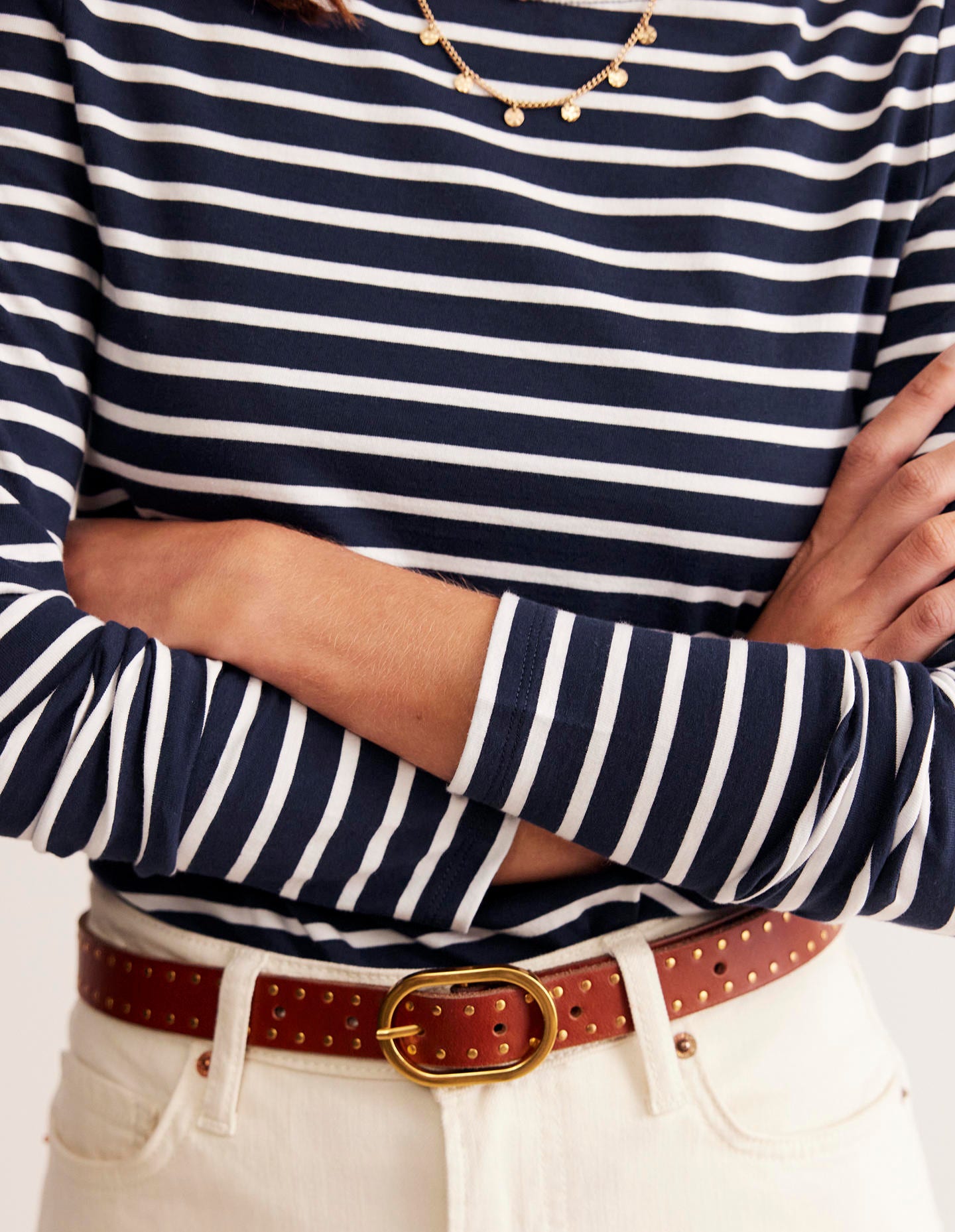Ella Long Sleeve Breton-Navy, Ivory - Image 2