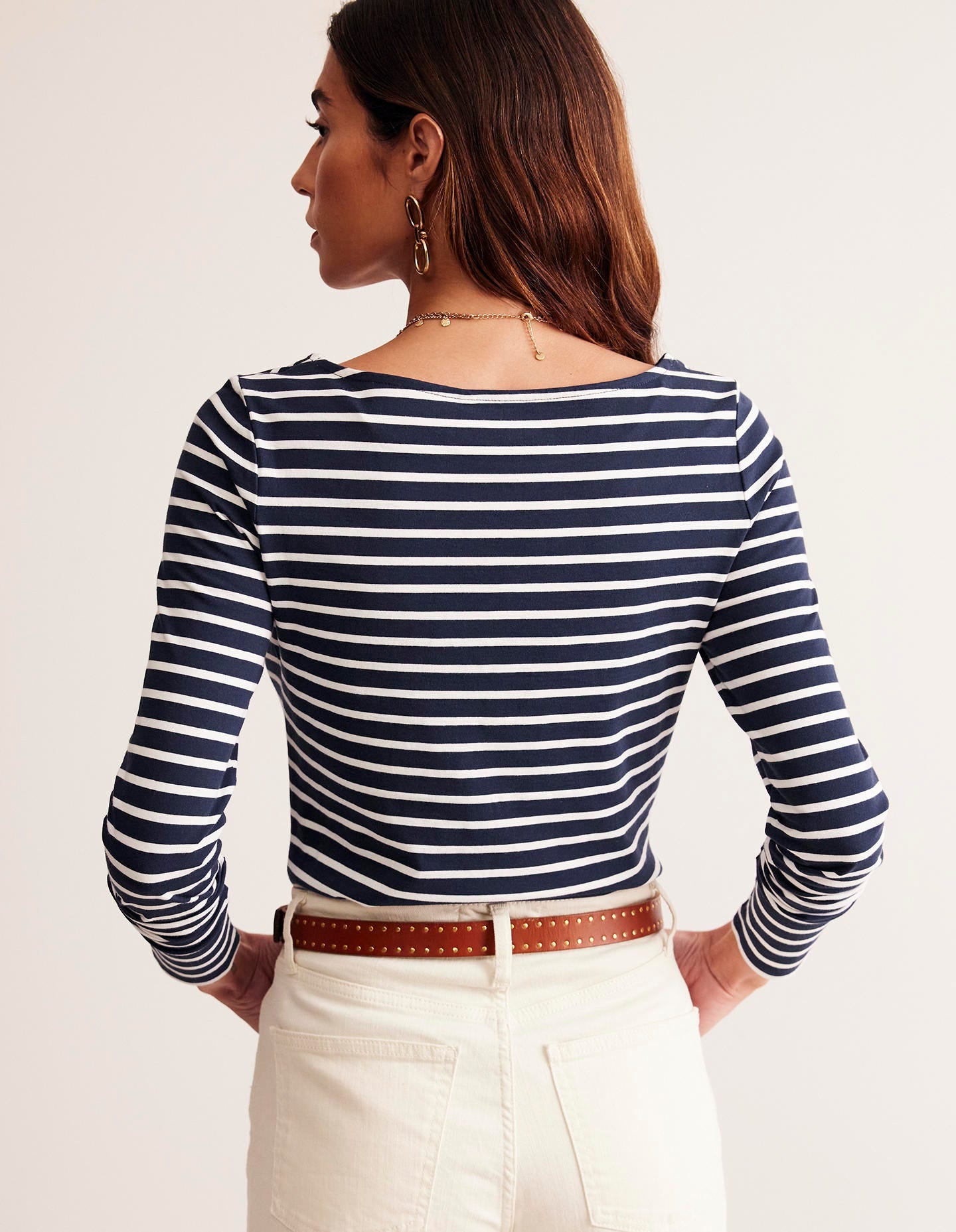 Ella Long Sleeve Breton-Navy, Ivory - Image 3