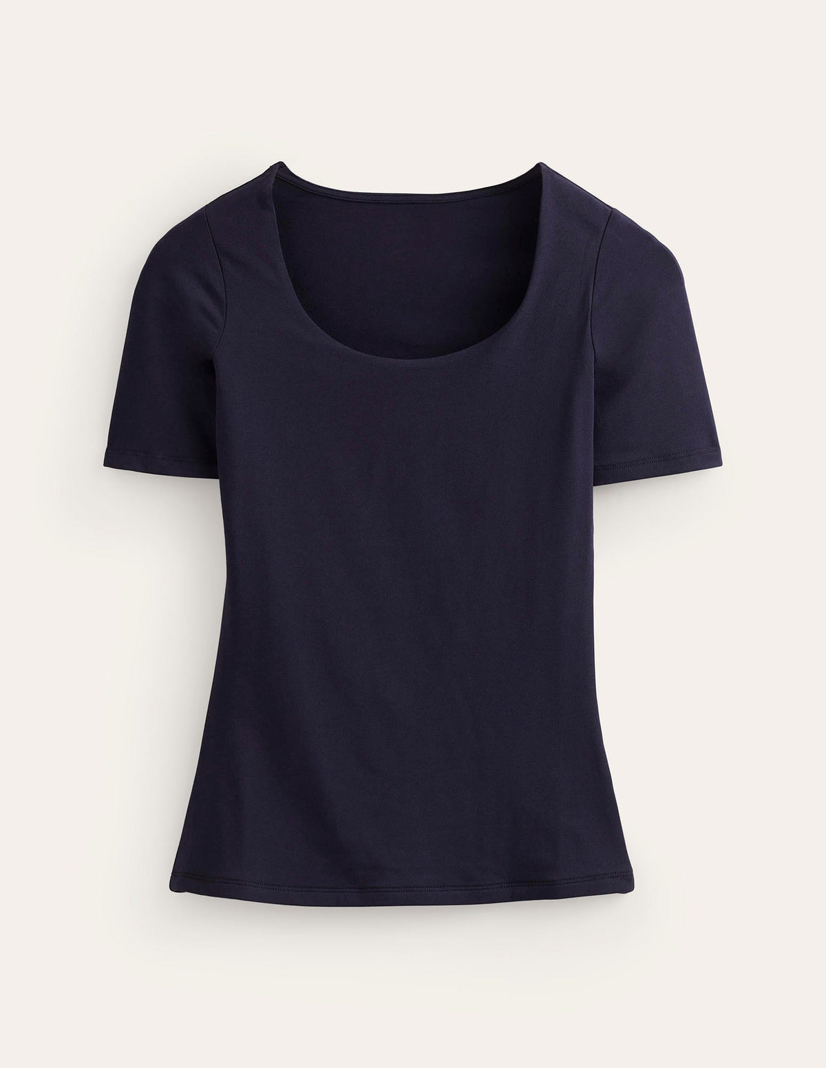 Double Layer Scoop T-shirt-Navy - Image 6