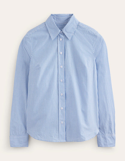 Sienna Cotton Shirt-Fine Blue Stripe-5