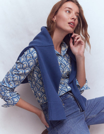 Sienna Cotton Shirt-Blue, Petal Terrace-1