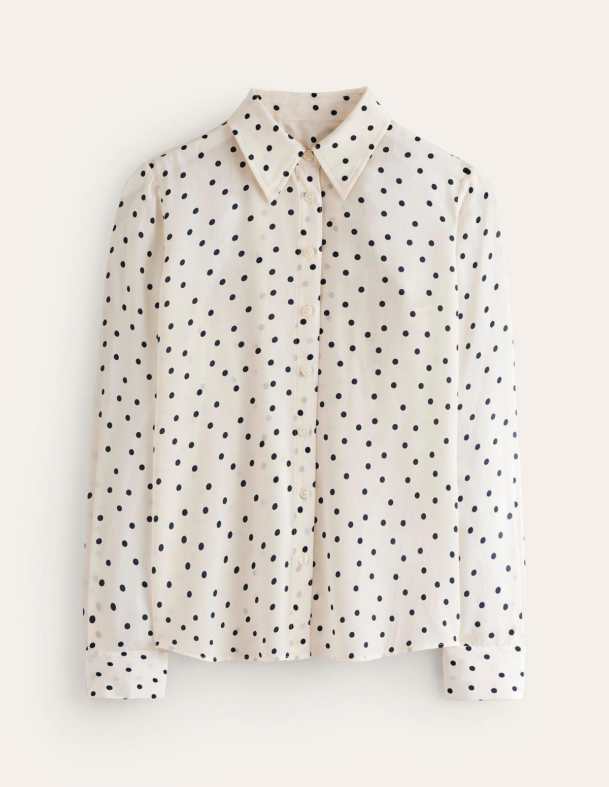 Sienna Silk Shirt-Ivory and Navy, Sparse Spot - Image 5