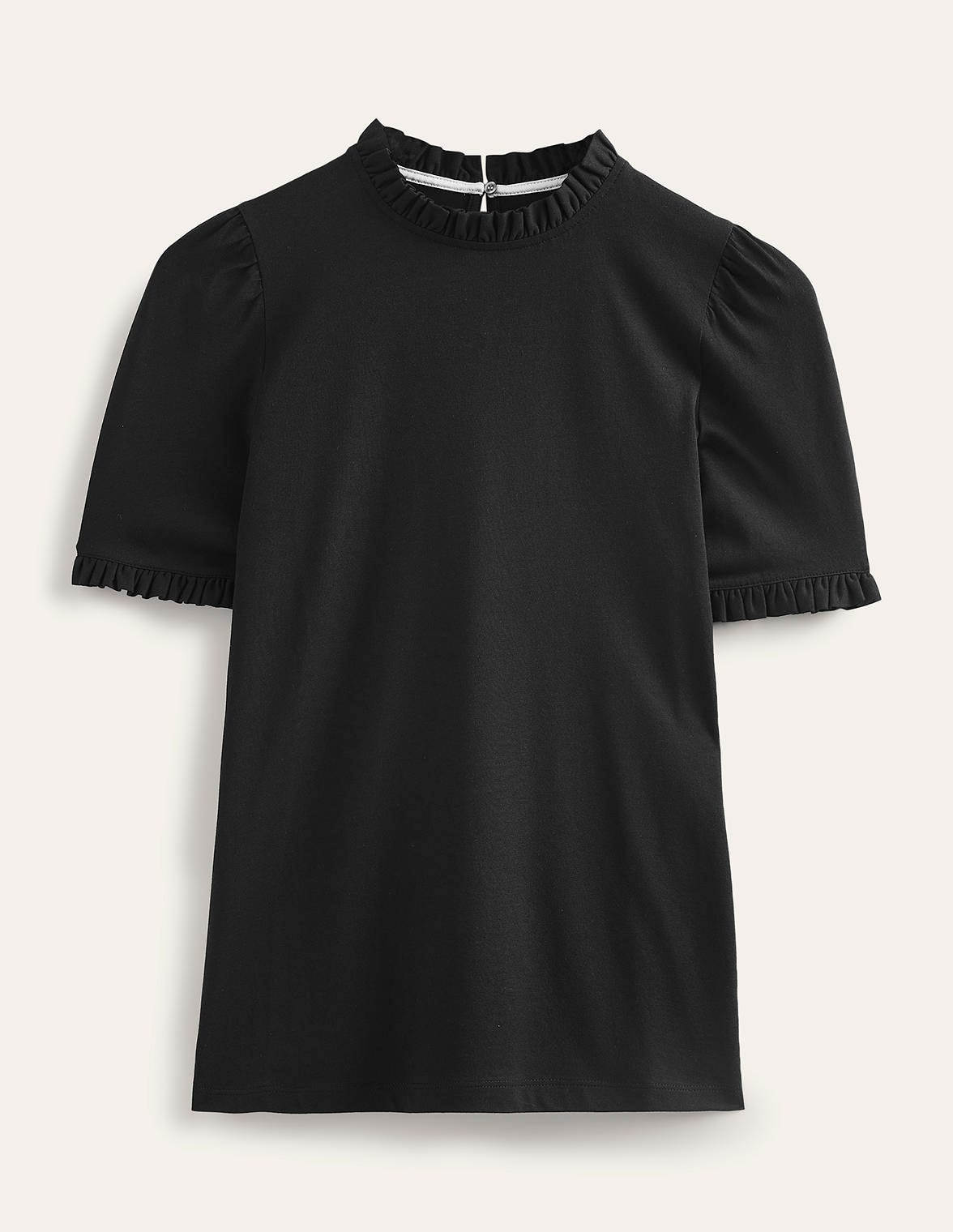 Imi Supersoft Frill T-shirt-Black | Boden USA