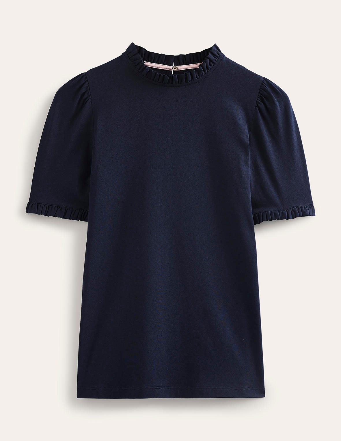 Supersoft Frill Detail T-shirt-Navy-5