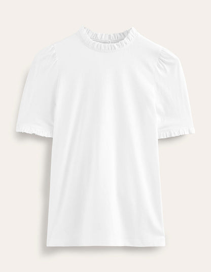Supersoft Frill Detail T-shirt-White-5
