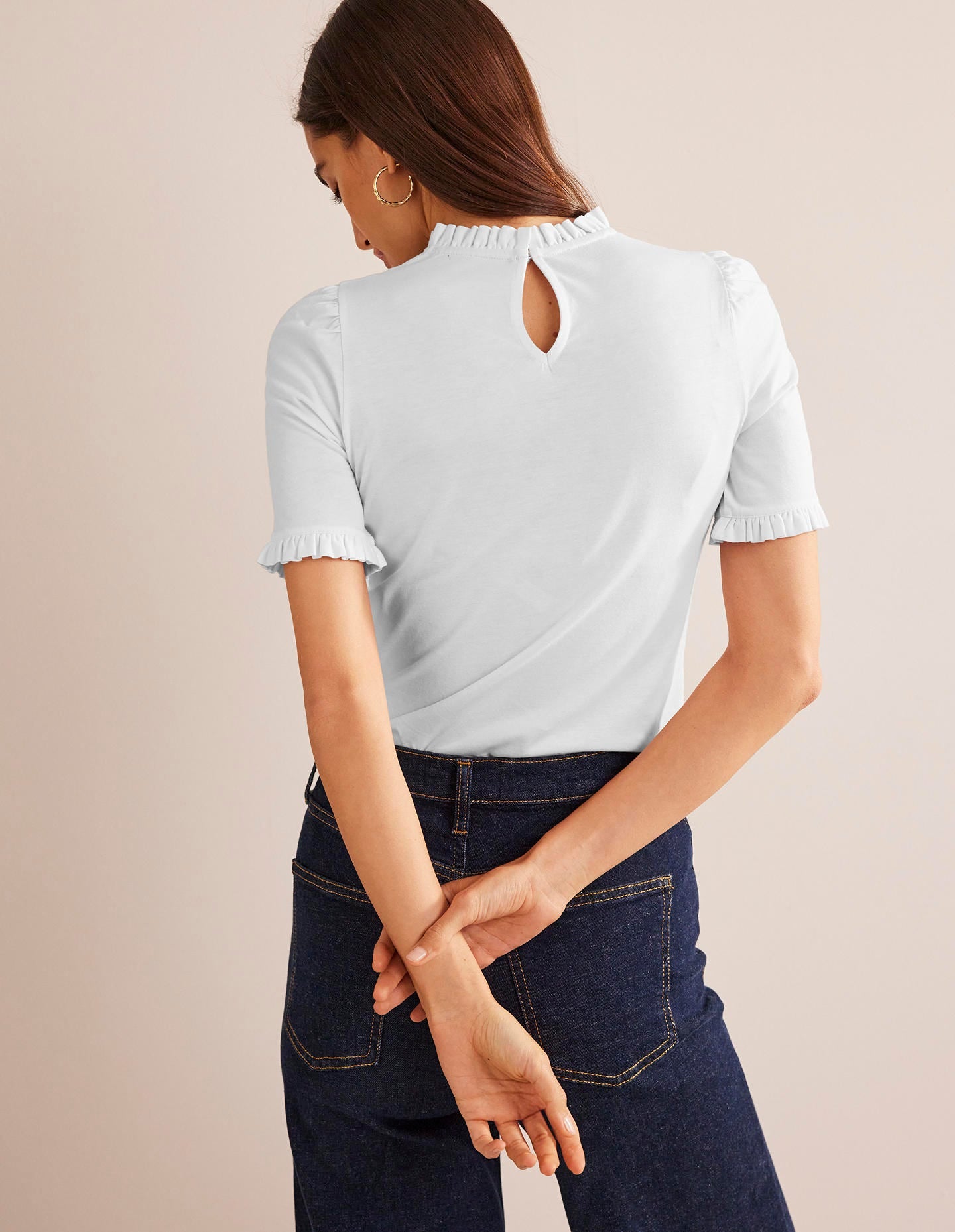 Supersoft Frill Detail T-shirt-White - Image 4