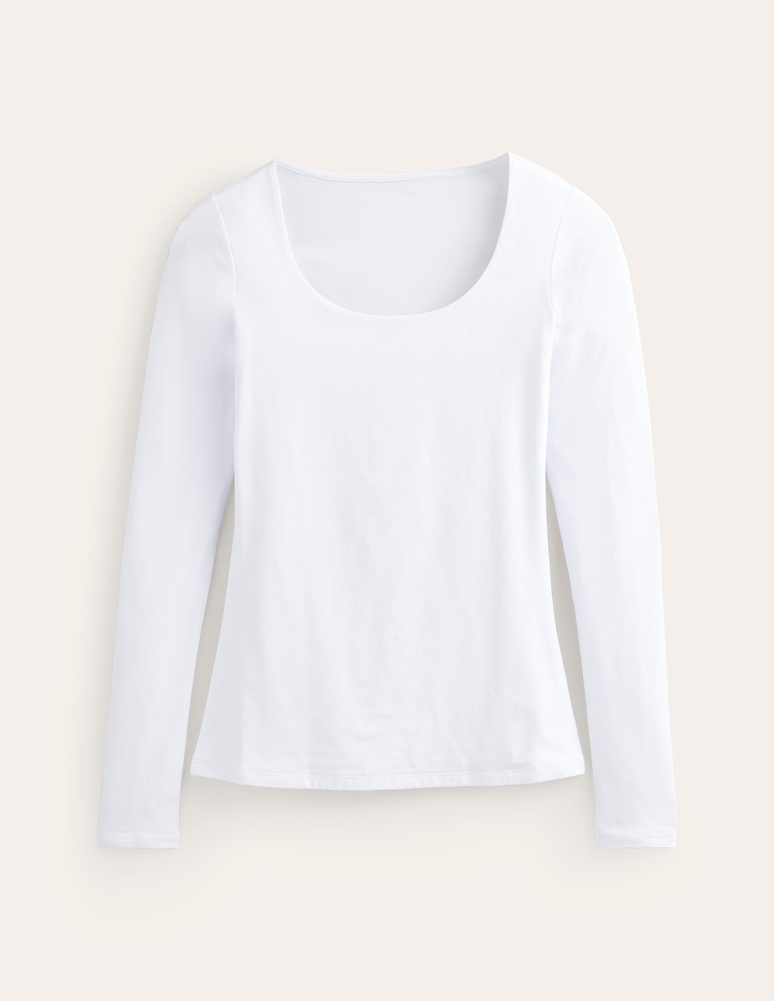 Double Layer Scoop Long Sleeve-White-5