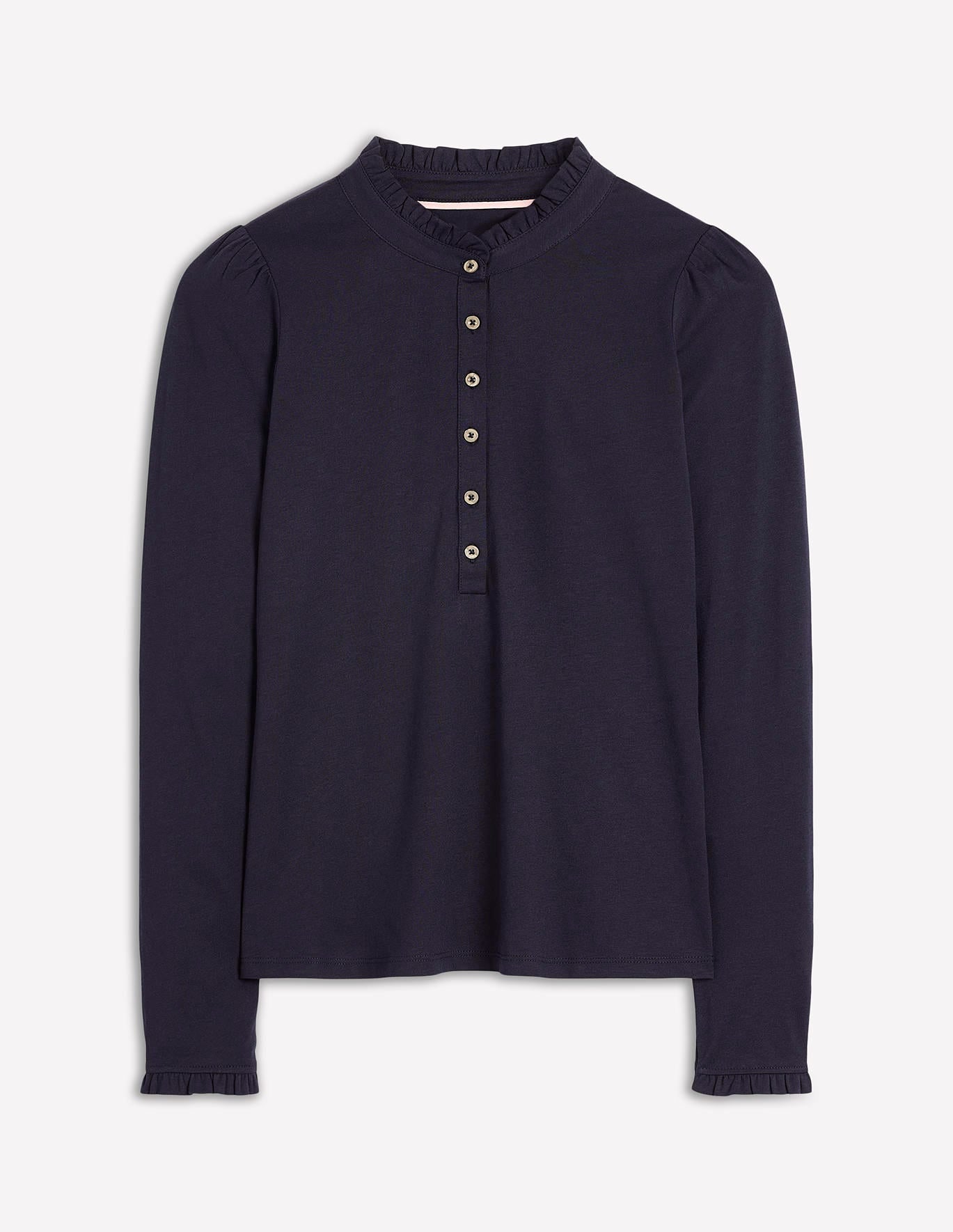 Supersoft Frill Henley Top-Navy - Image 5