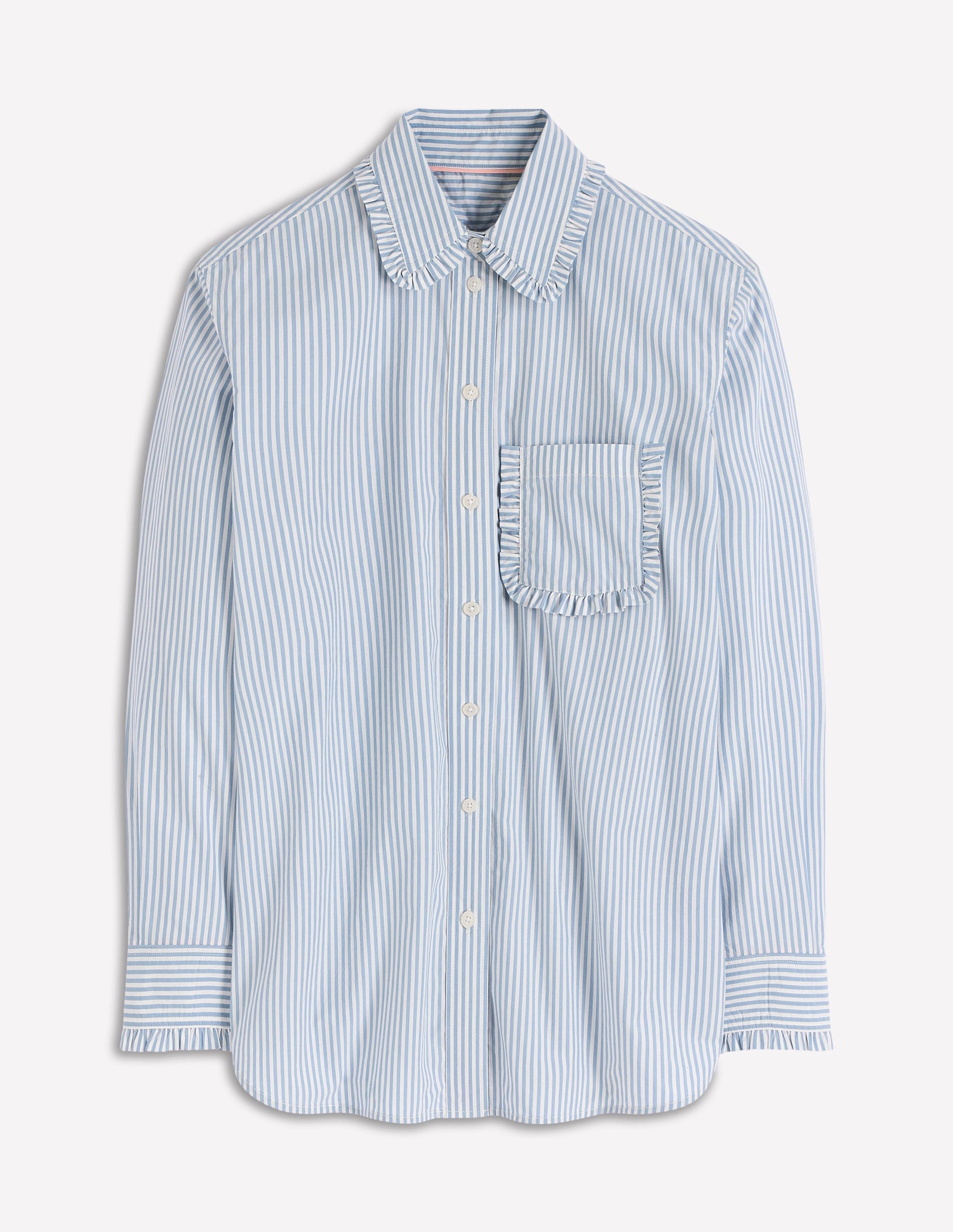 Sadie Relaxed Cotton Shirt-Faded Denim and Ivory Stripe-7