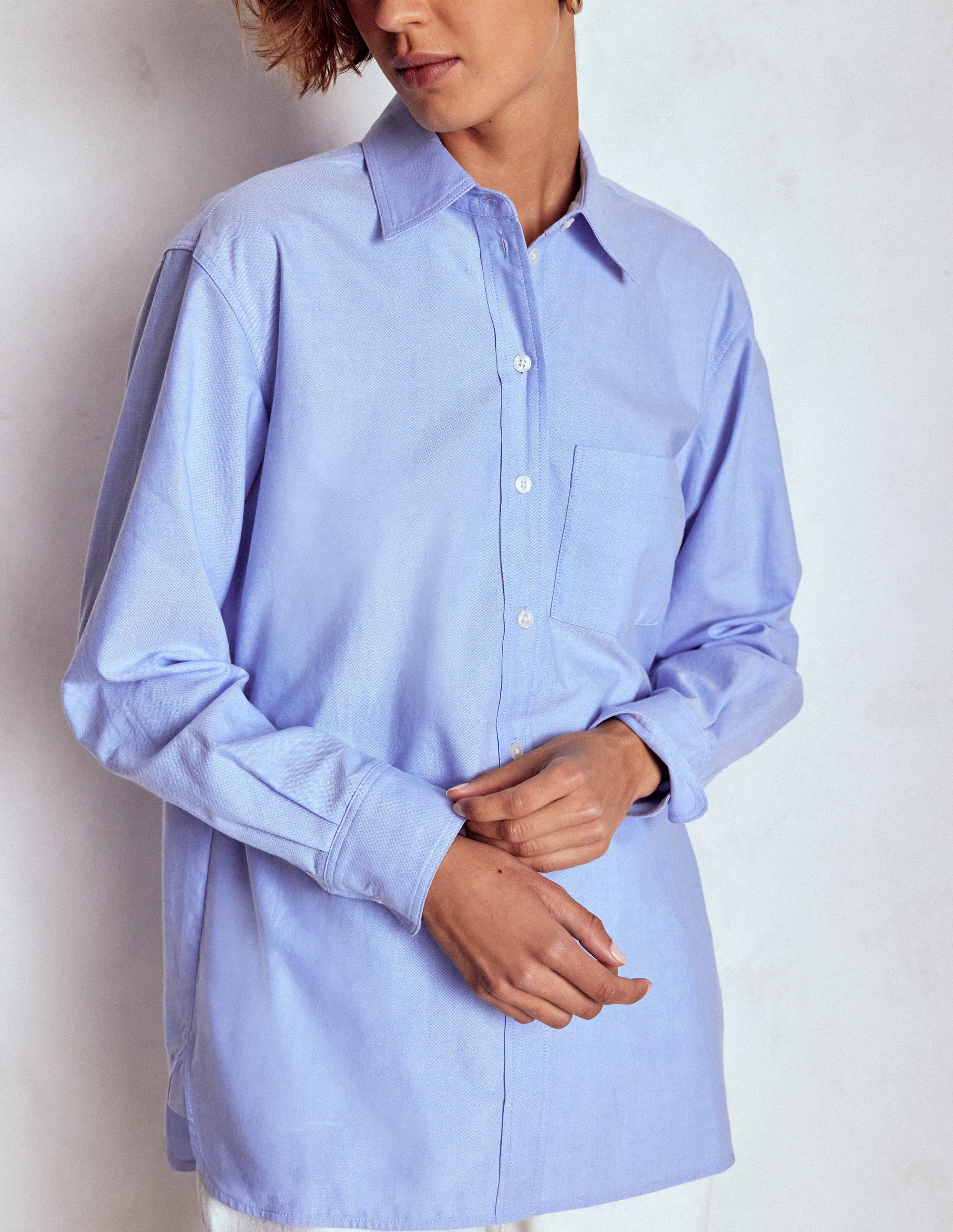 Sadie Relaxed Cotton Shirt-Blue Oxford - Image 2
