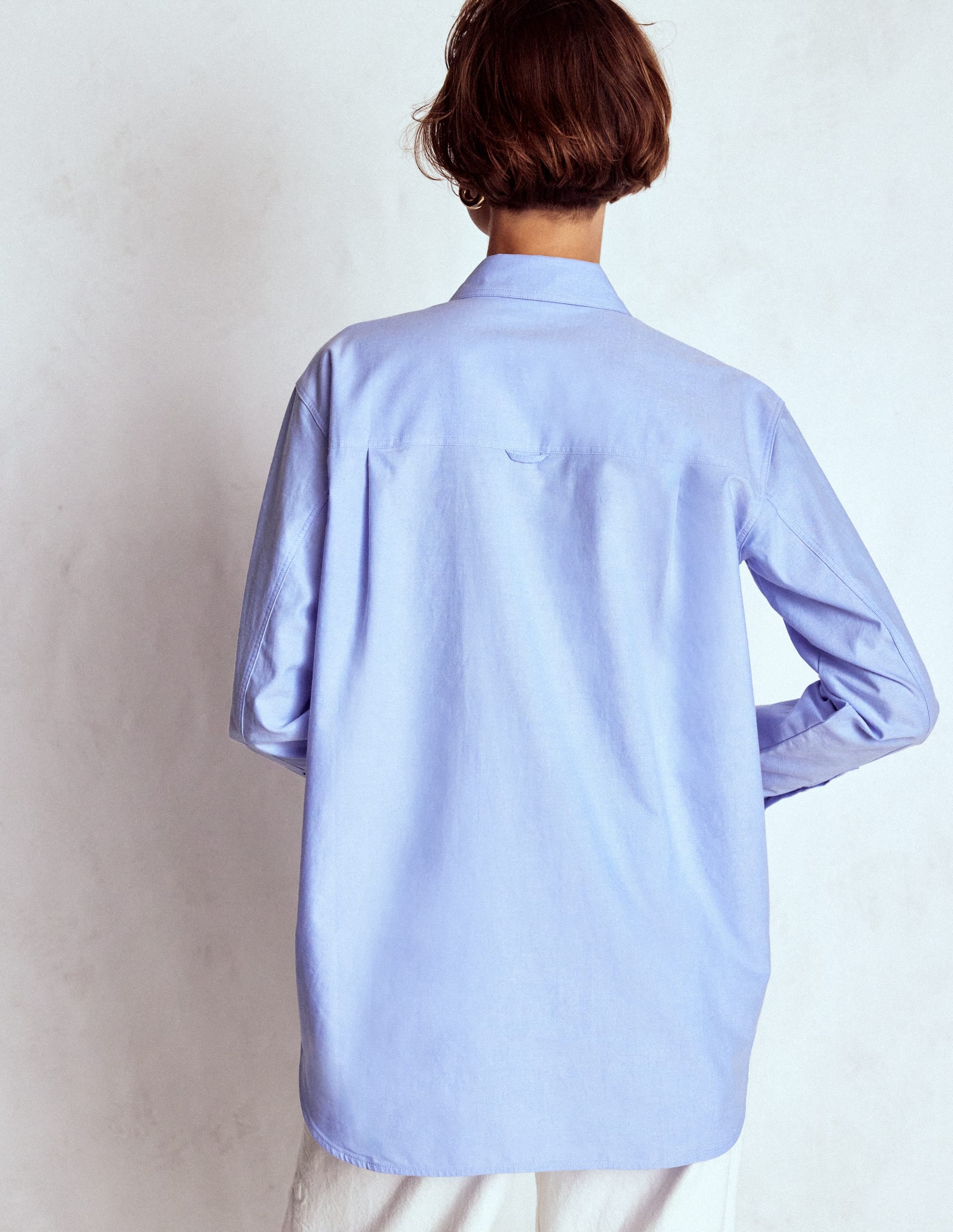 Sadie Relaxed Cotton Shirt-Blue Oxford - Image 4