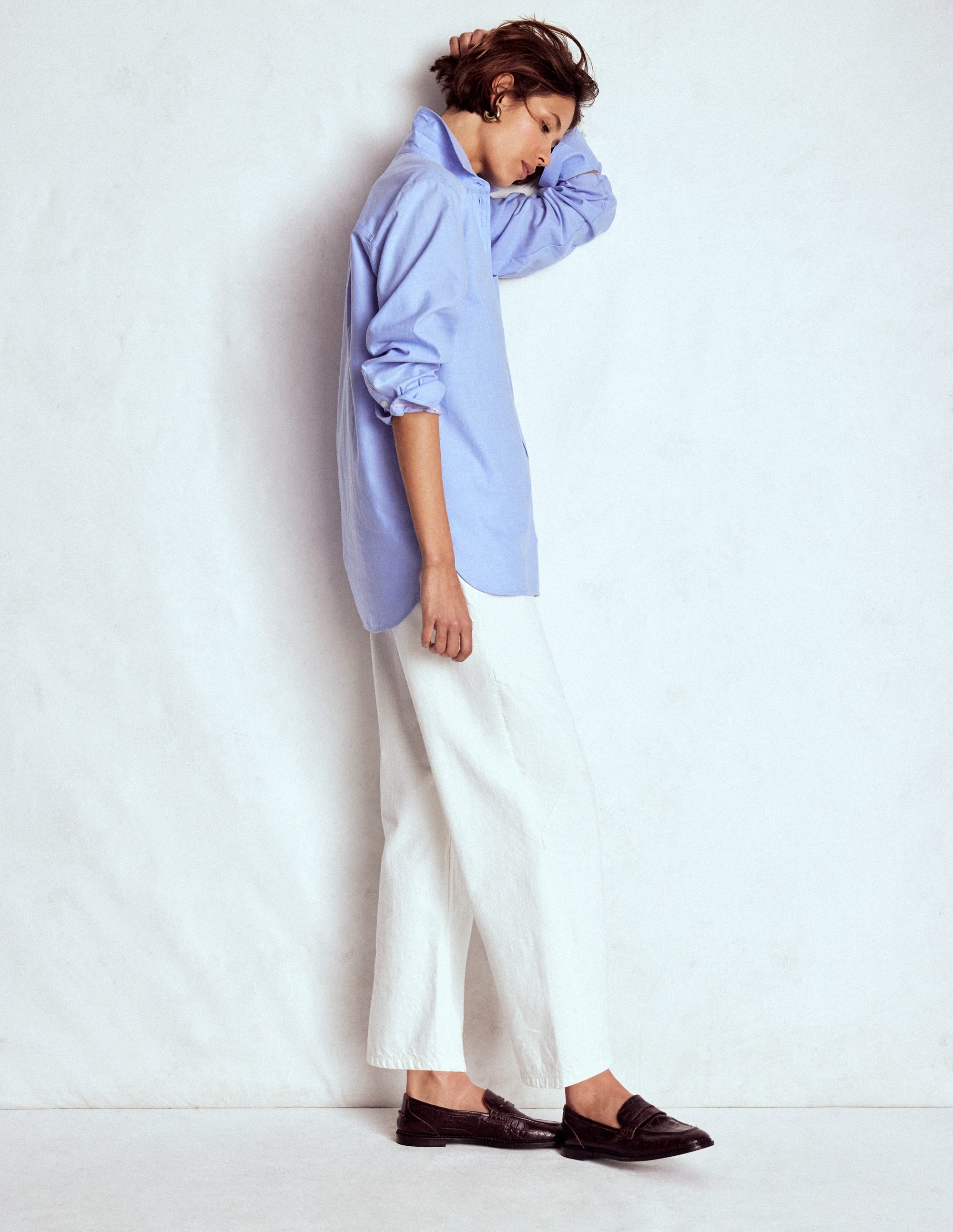 Sadie Relaxed Cotton Shirt-Blue Oxford - Image 6
