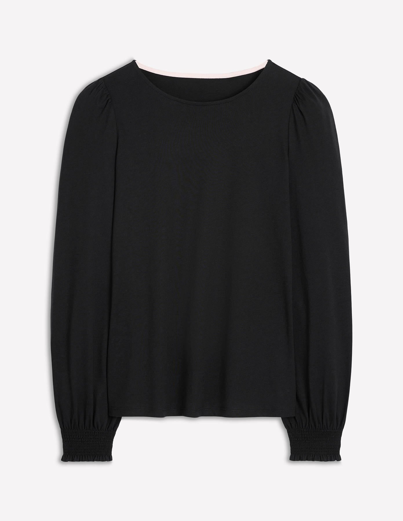 Smocked Cuff Supersoft Top-Black-5