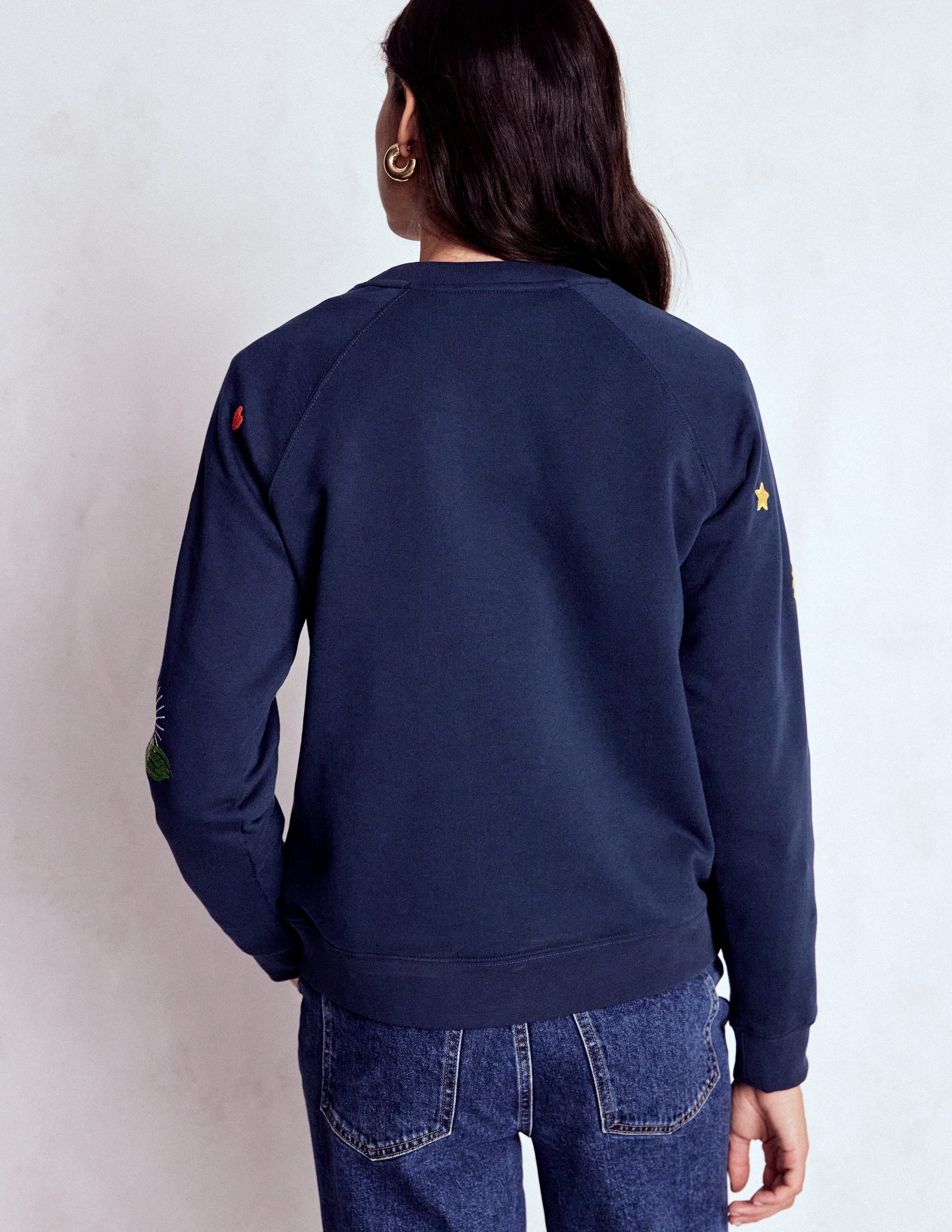 Rosa Embroidered Sweatshirt-Navy, Multi Embroidery - Image 3