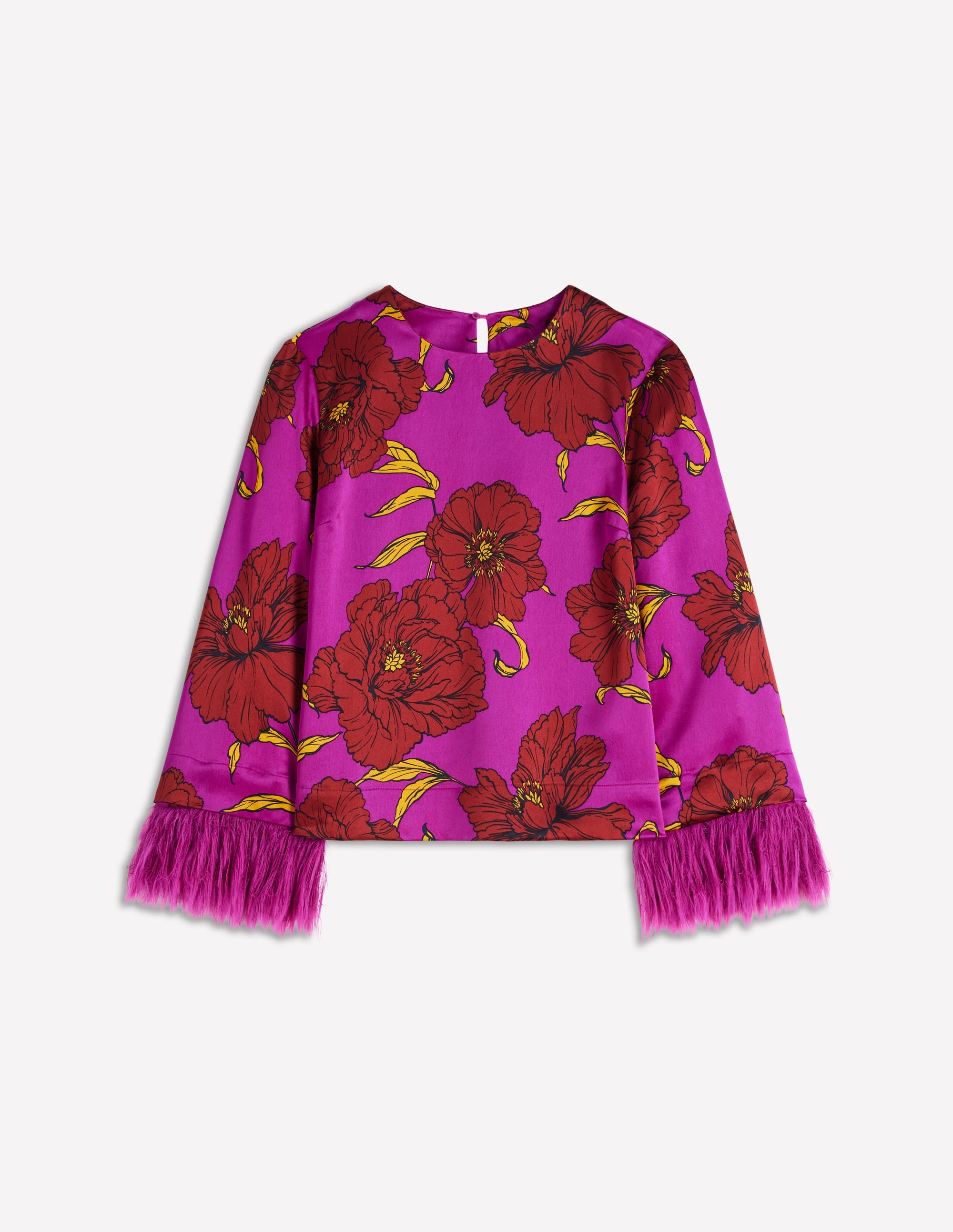 Feather Cuff Top-Regal Purple, Peony Bloom | Boden USA