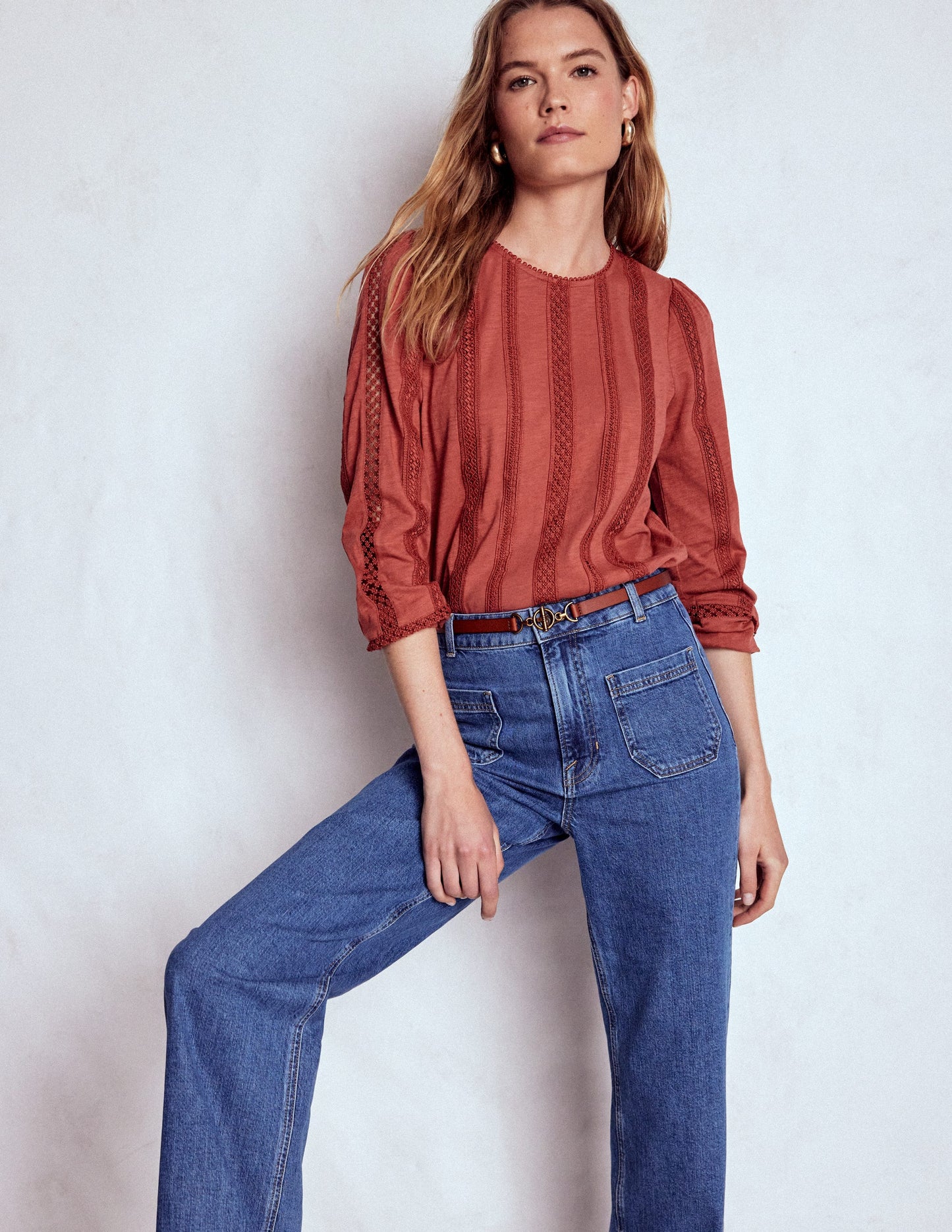 Imi Jersey Trim Top-Barn Red