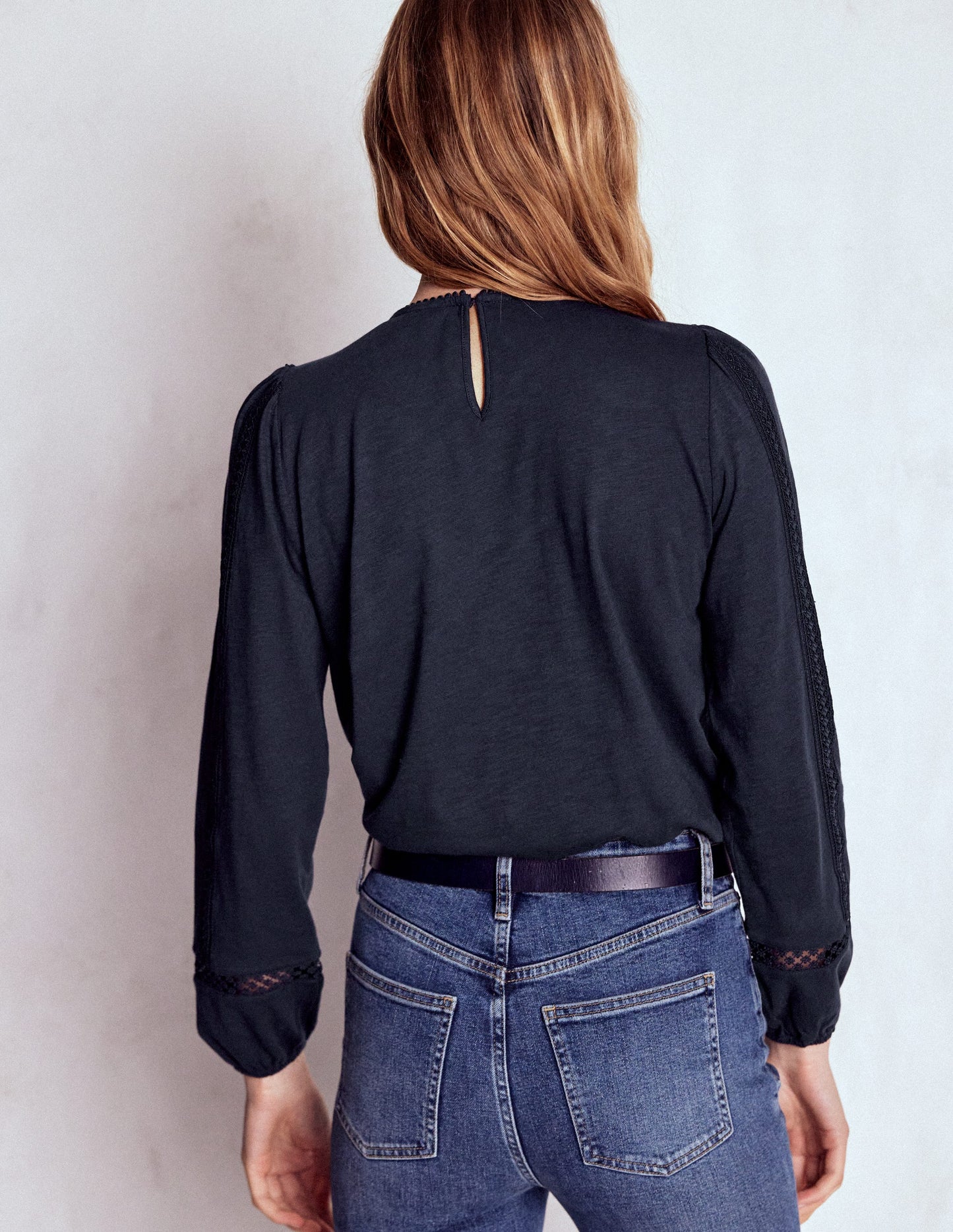 Imi Jersey Trim Top-Navy