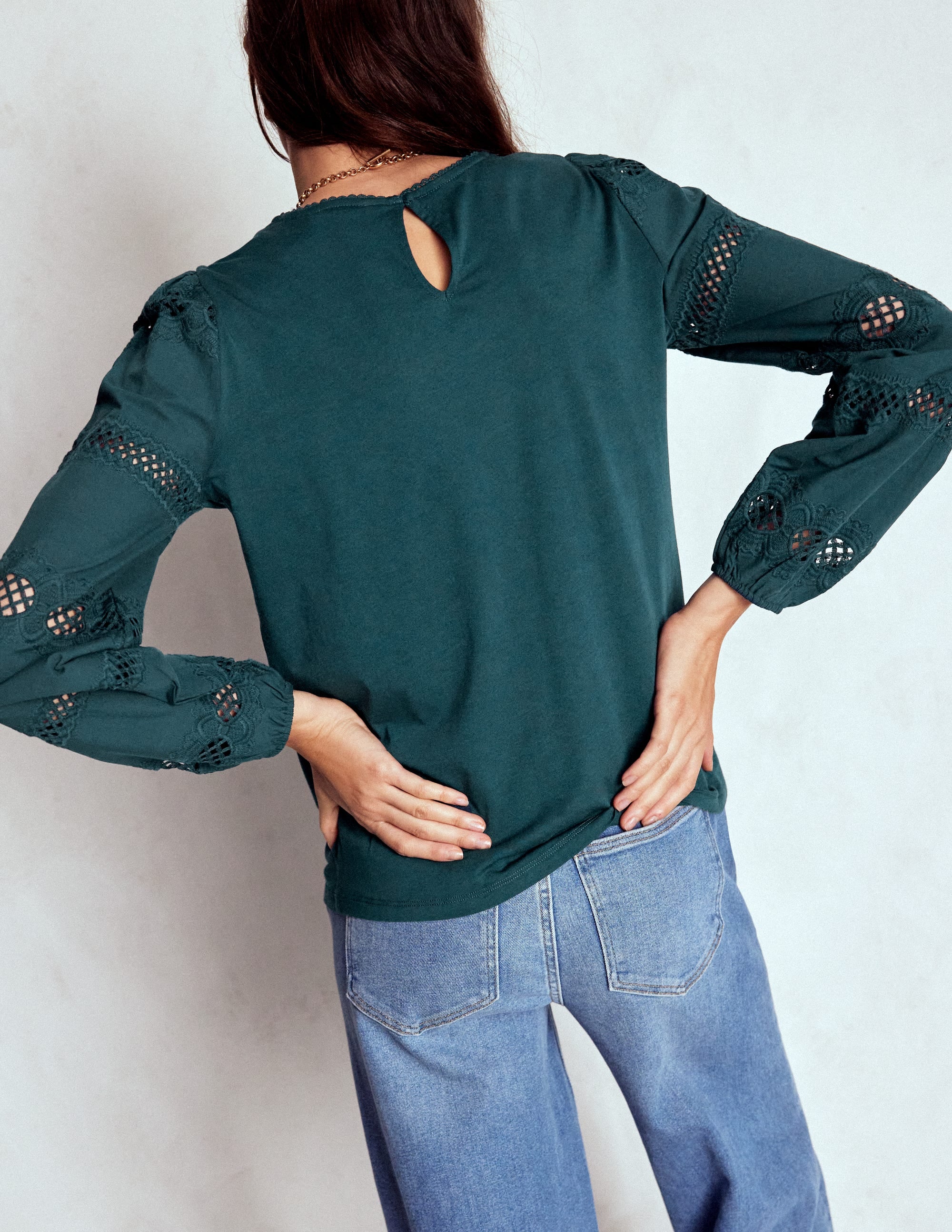 Millie Lace Mix Top-Midnight Teal - Image 3