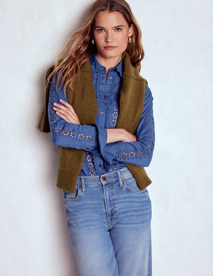 Sienna Broderie Detail Shirt-Denim Blue-5