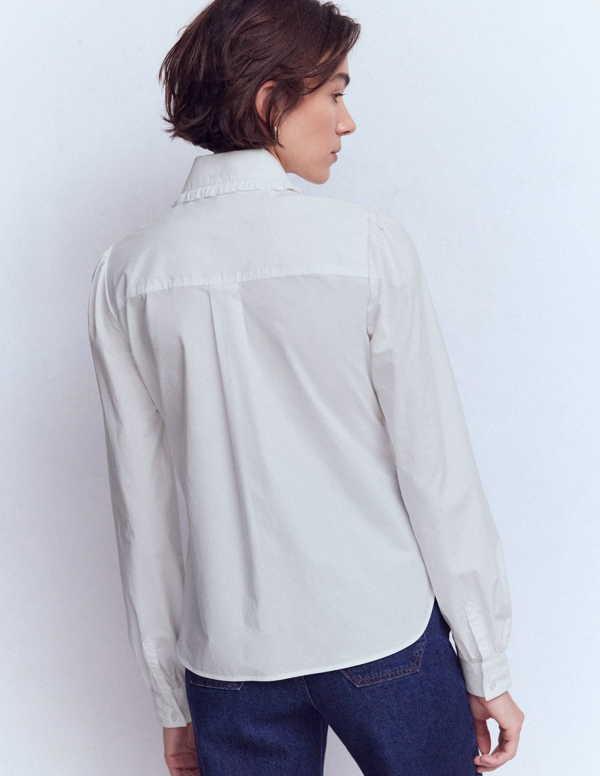 Cara Cotton Shirt-White Ruffle - Image 3
