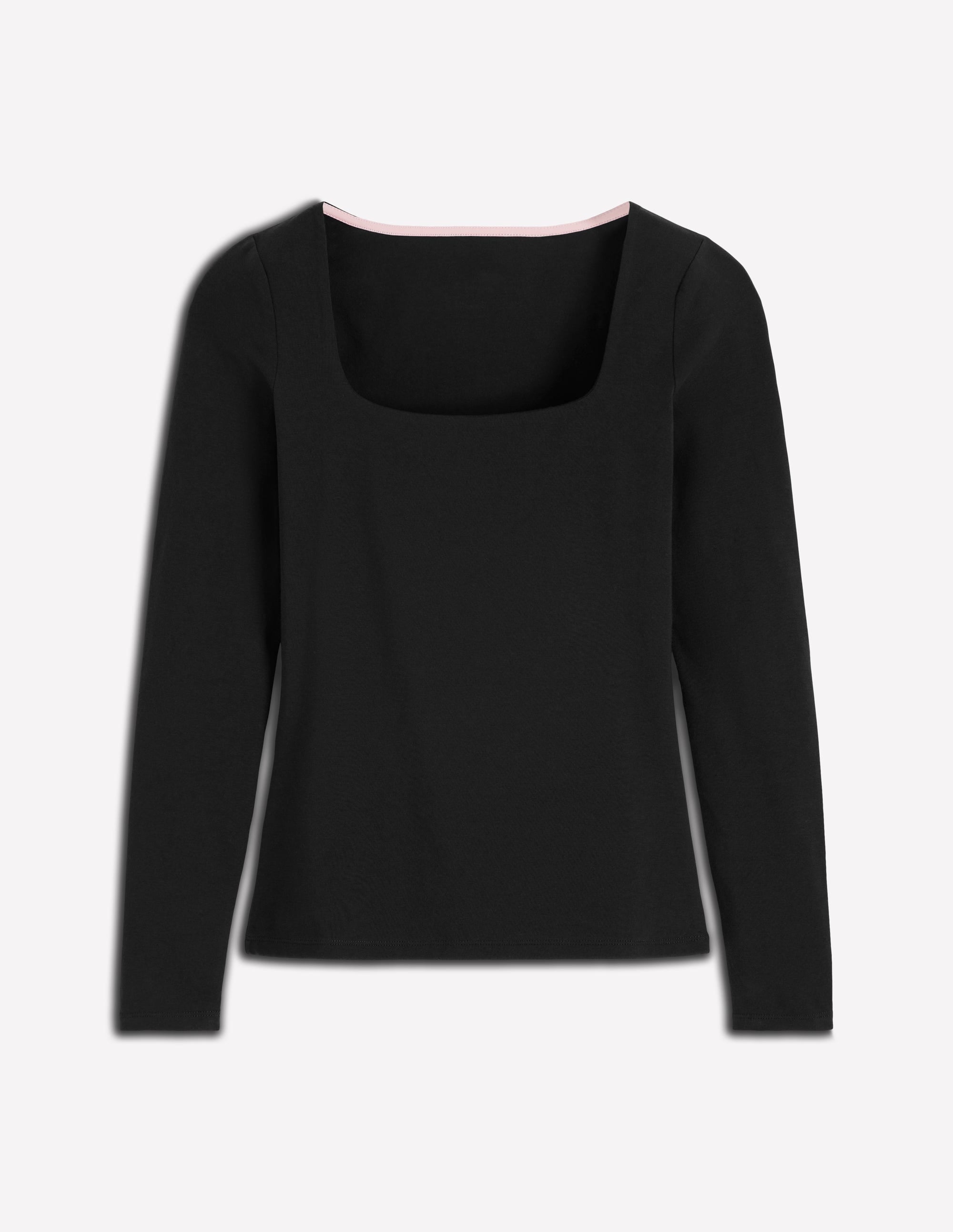 Double Layer Square Neck Top - Black | Boden USA