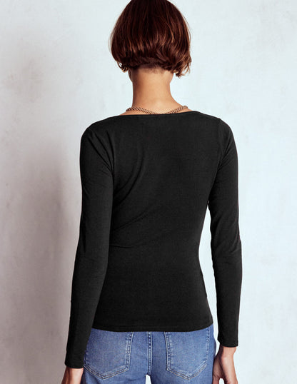 Double Layer Square Neck Top-Black-3