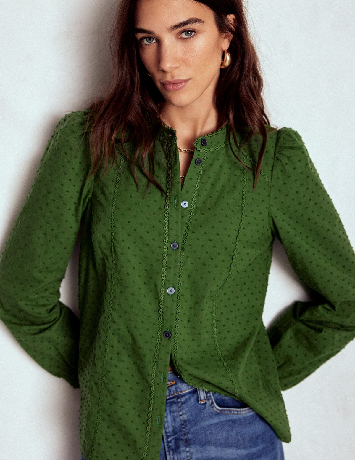 Rhea Cotton Dobby Top-Promenade Green - Image 4