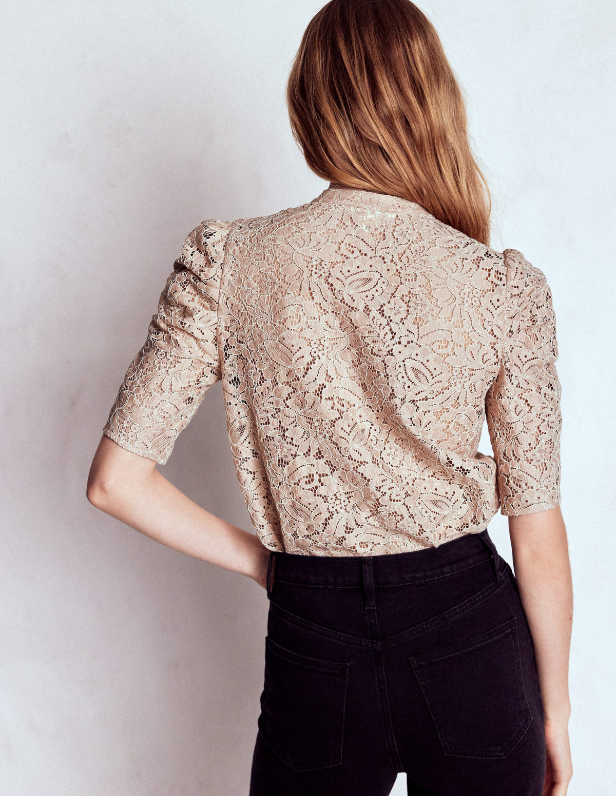 Lace Mutton Sleeve Top-Heather Rose - Image 3