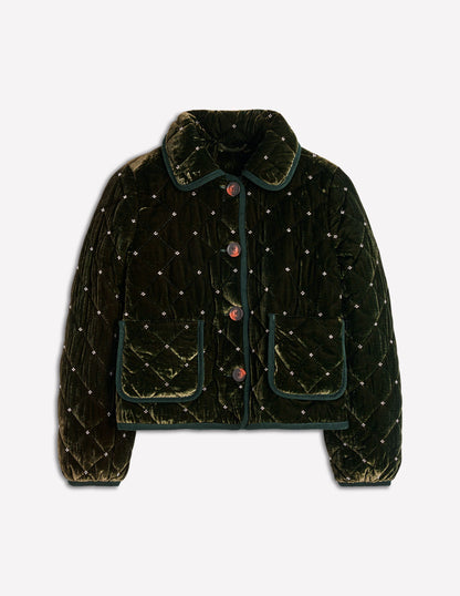 Fitzrovia Quilted Jacket-Kale Leaf, Beads-6