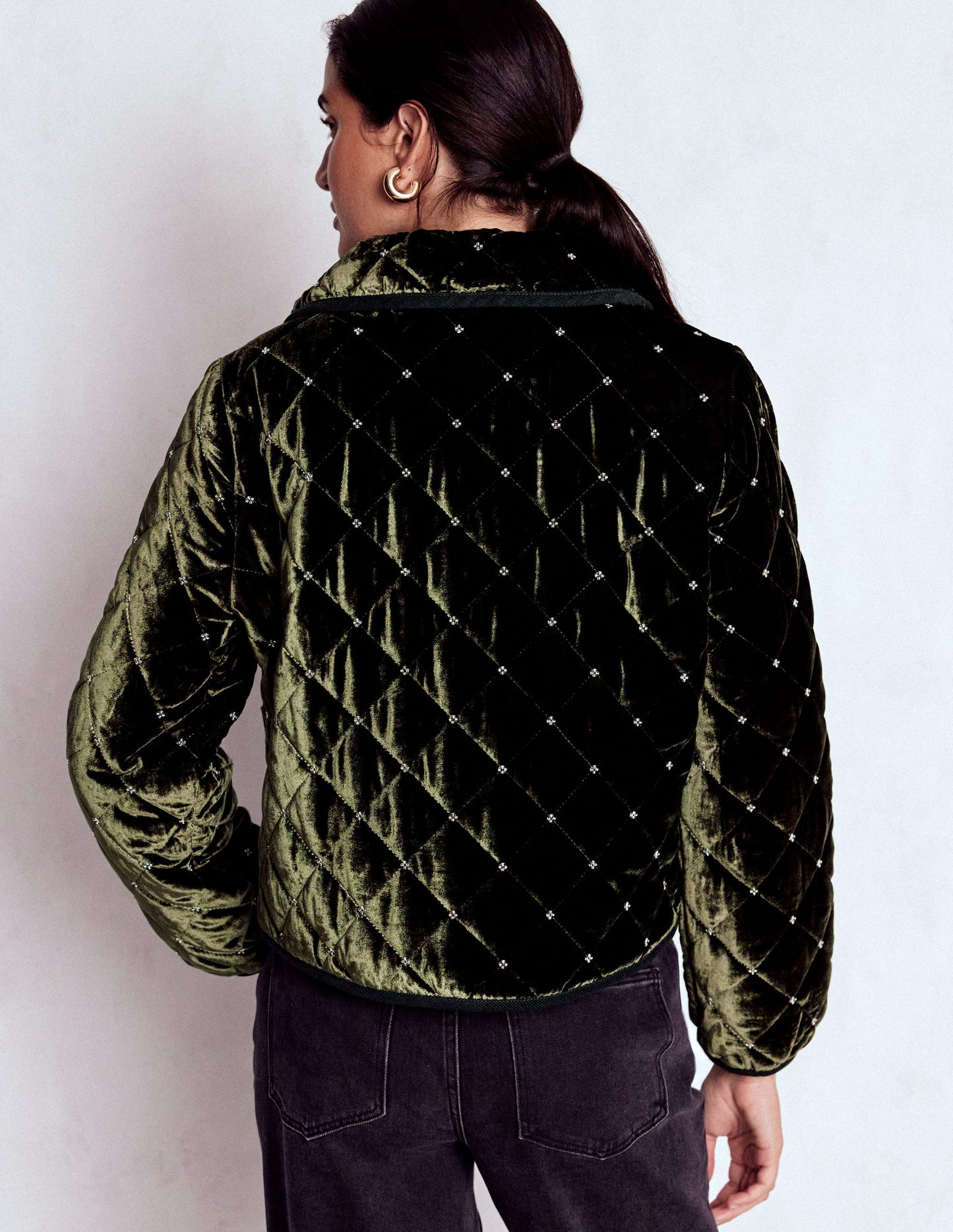 Fitzrovia Quilted Jacket-Kale Leaf, Beads