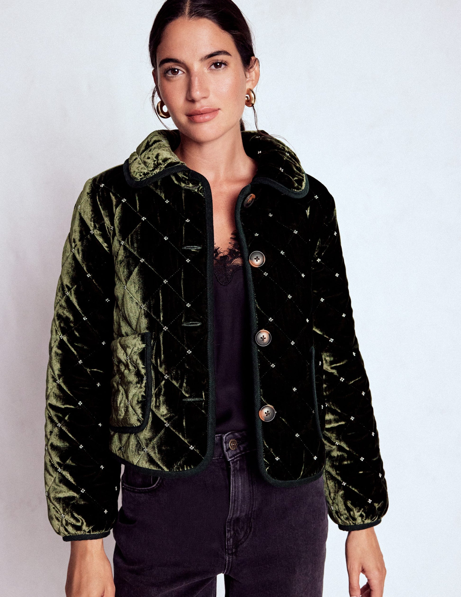 Fitzrovia Quilted Jacket-Kale Leaf, Beads-4