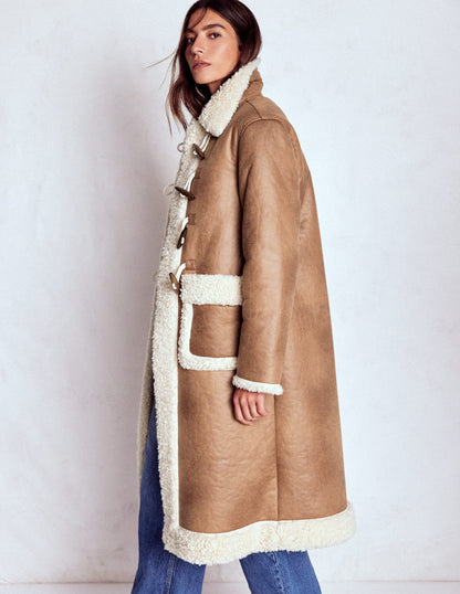 Borg Duffle Coat-Camel, Natural Borg-1