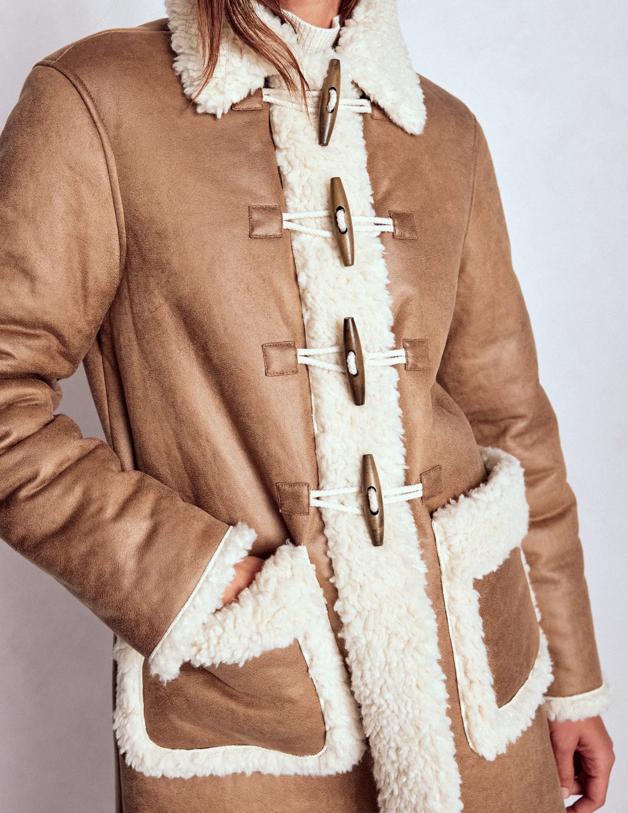 Borg Duffle Coat-Camel, Natural Borg | Boden USA
